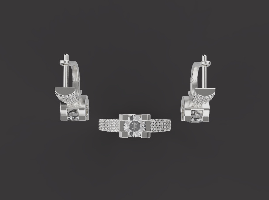 Ring and Earrings set 52588 3D print model_1