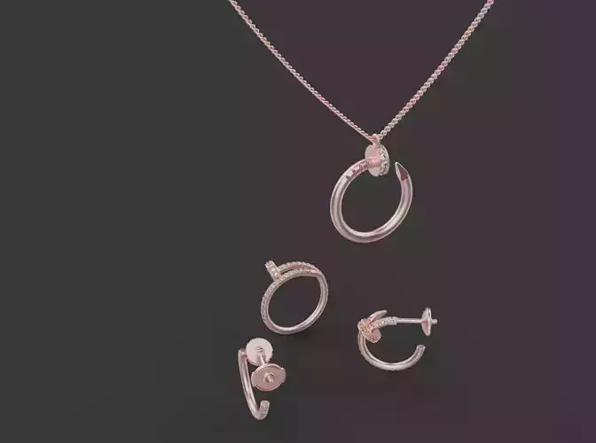 Ring Earrings and Pendant set 52086