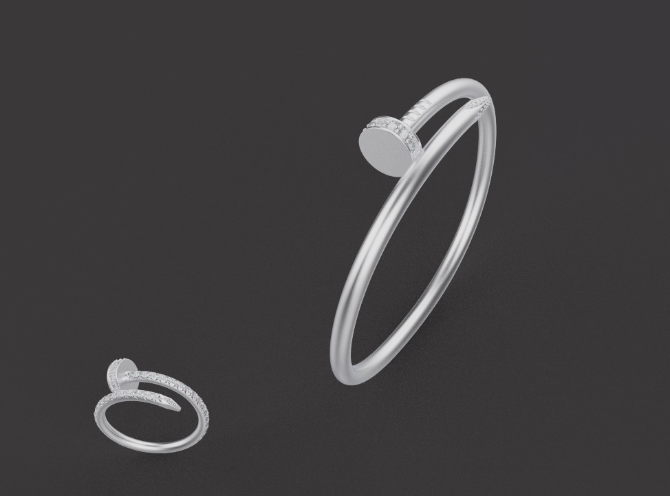 Nail Bracelet and Ring set 51950 3D print model_2