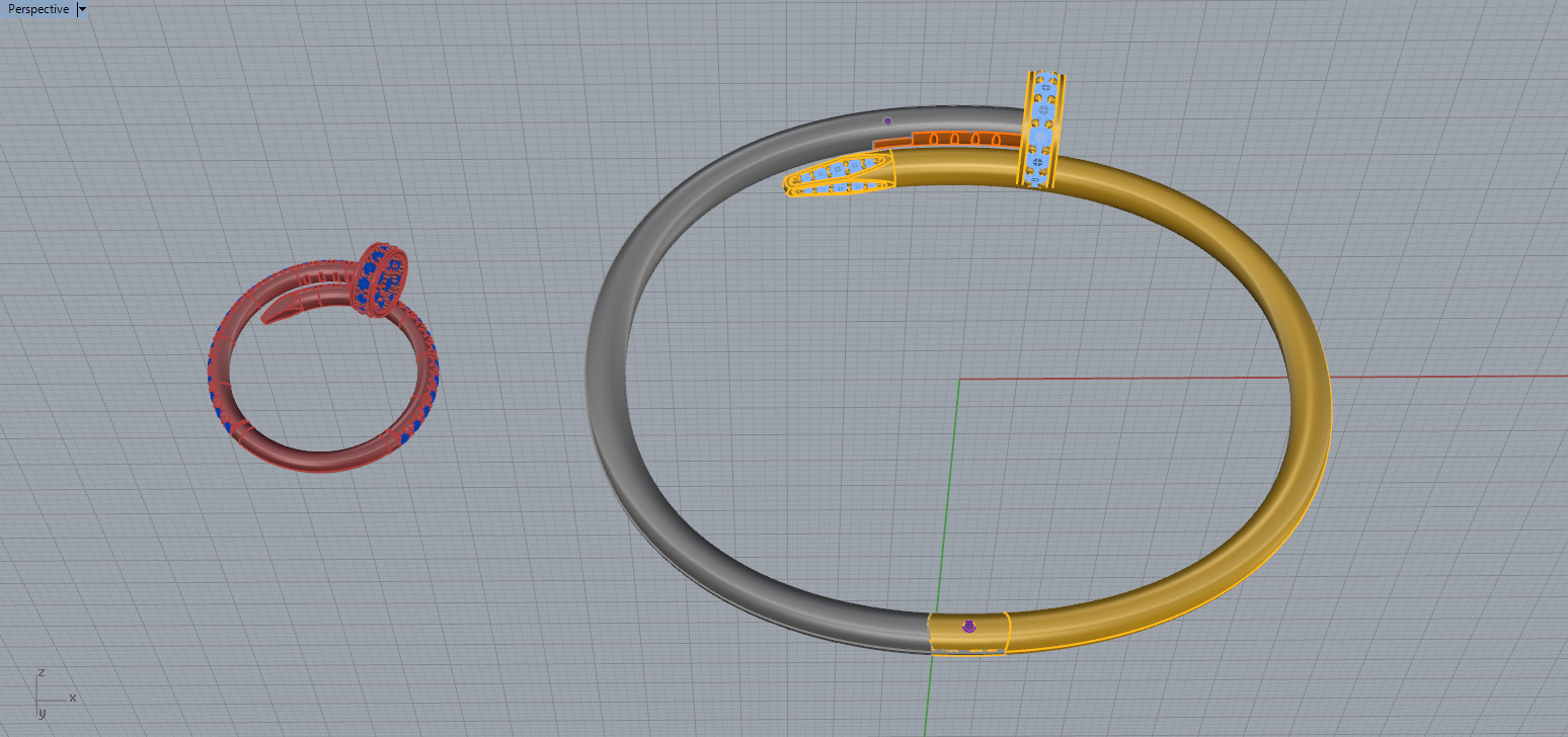 Nail Bracelet and Ring set 51950 3D print model_7