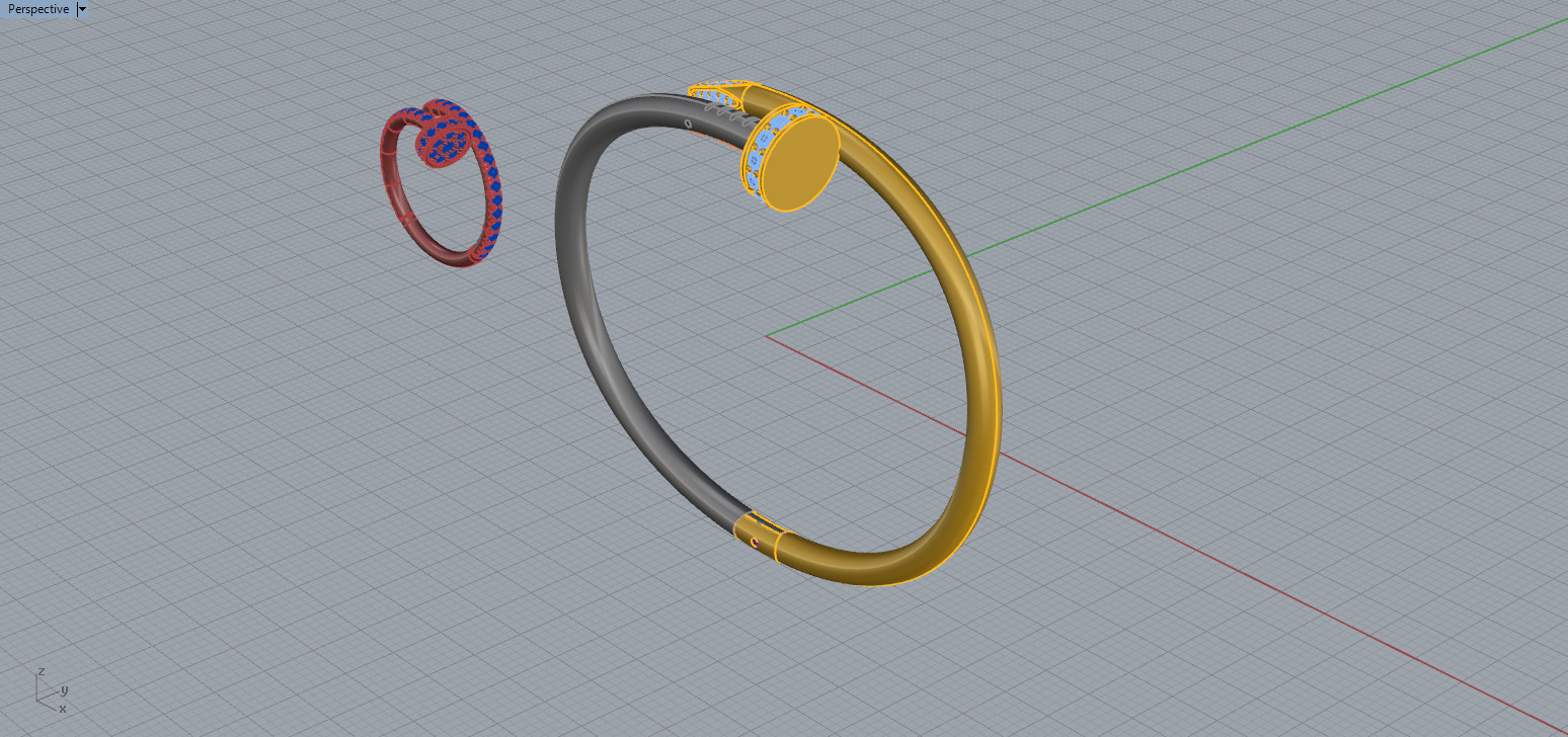 Nail Bracelet and Ring set 51950 3D print model_4