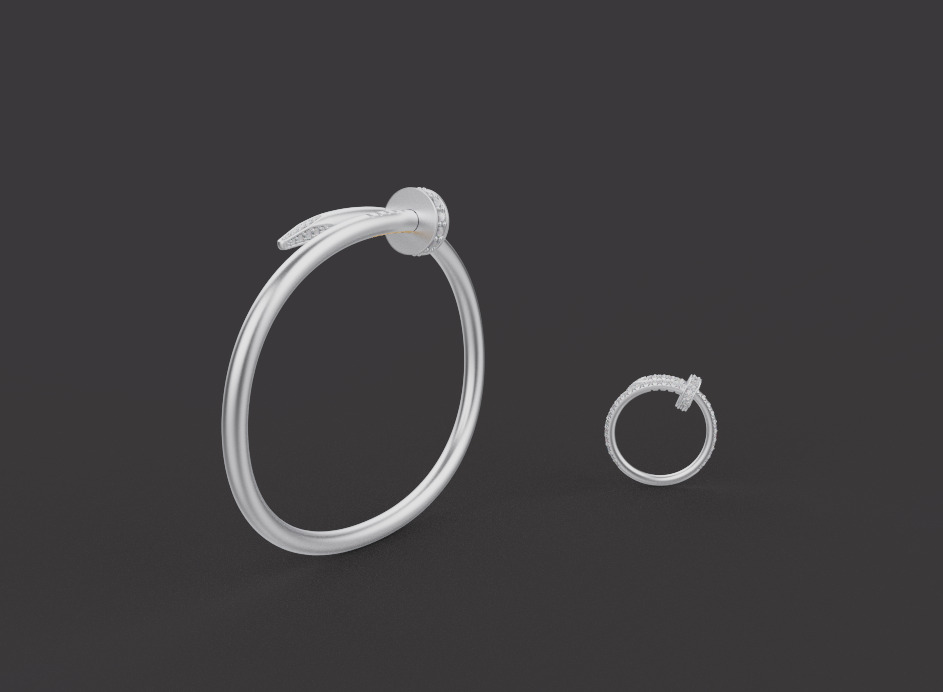 Nail Bracelet and Ring set 51950 3D print model_1