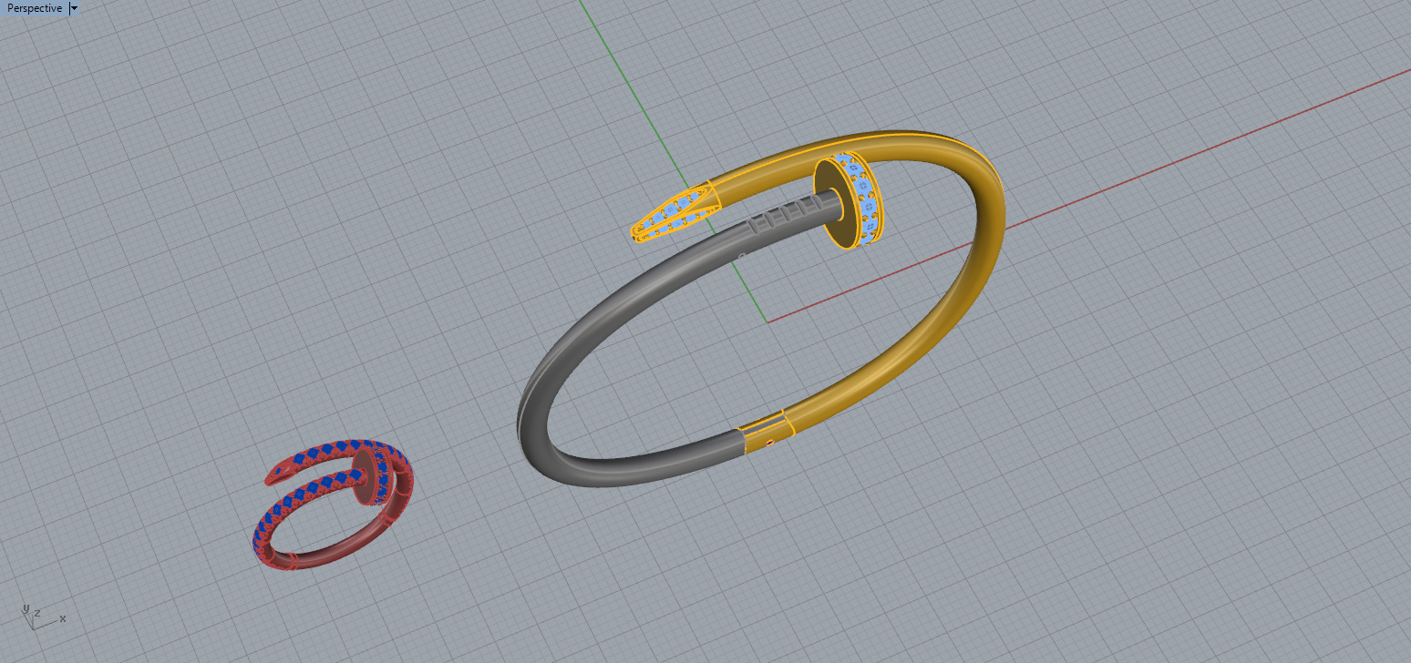 Nail Bracelet and Ring set 51950 3D print model_3