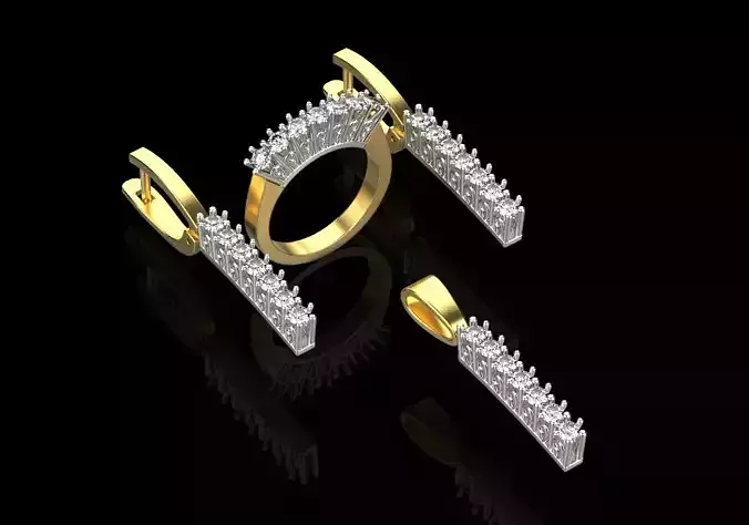 Ring Earrings and Pendant set 51653