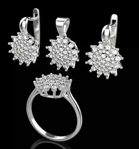 Ring Pendant and Earrings 51092