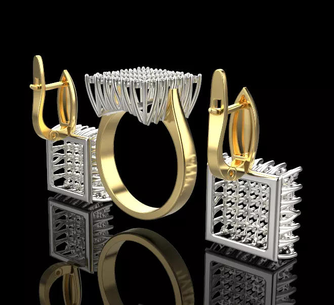 Ring and Earrings set 51034 3D print model_0