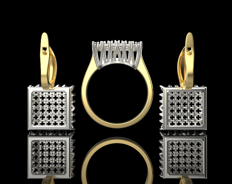 Ring and Earrings set 51034 3D print model_2
