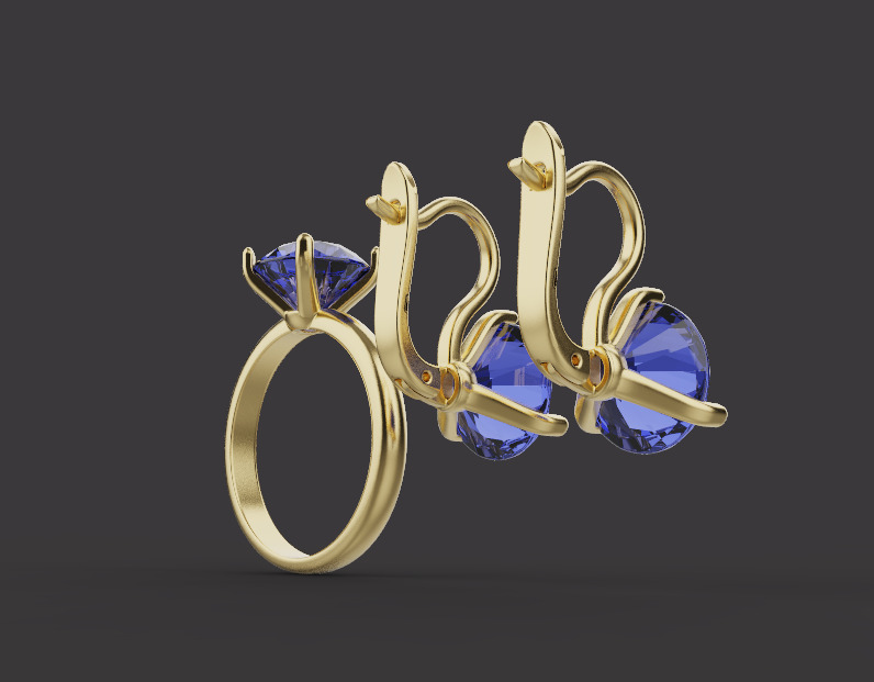 Ring and Earrings set 17077 3D print model_3