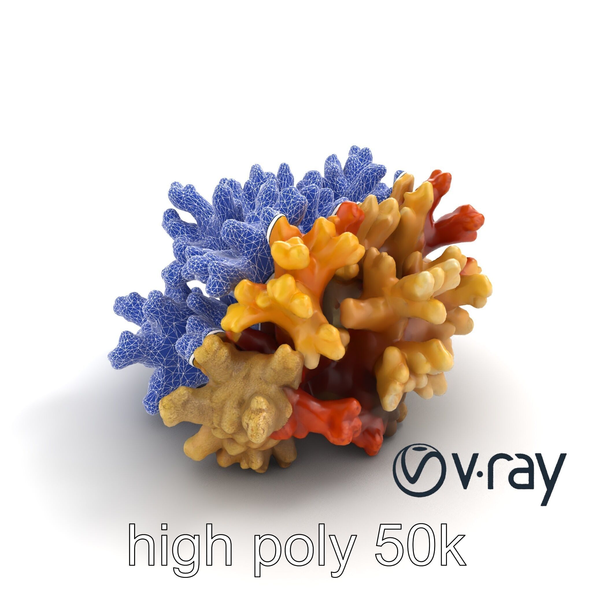 Cluster of Corals with Varied Textures Model Pack Low-poly 3D model_23