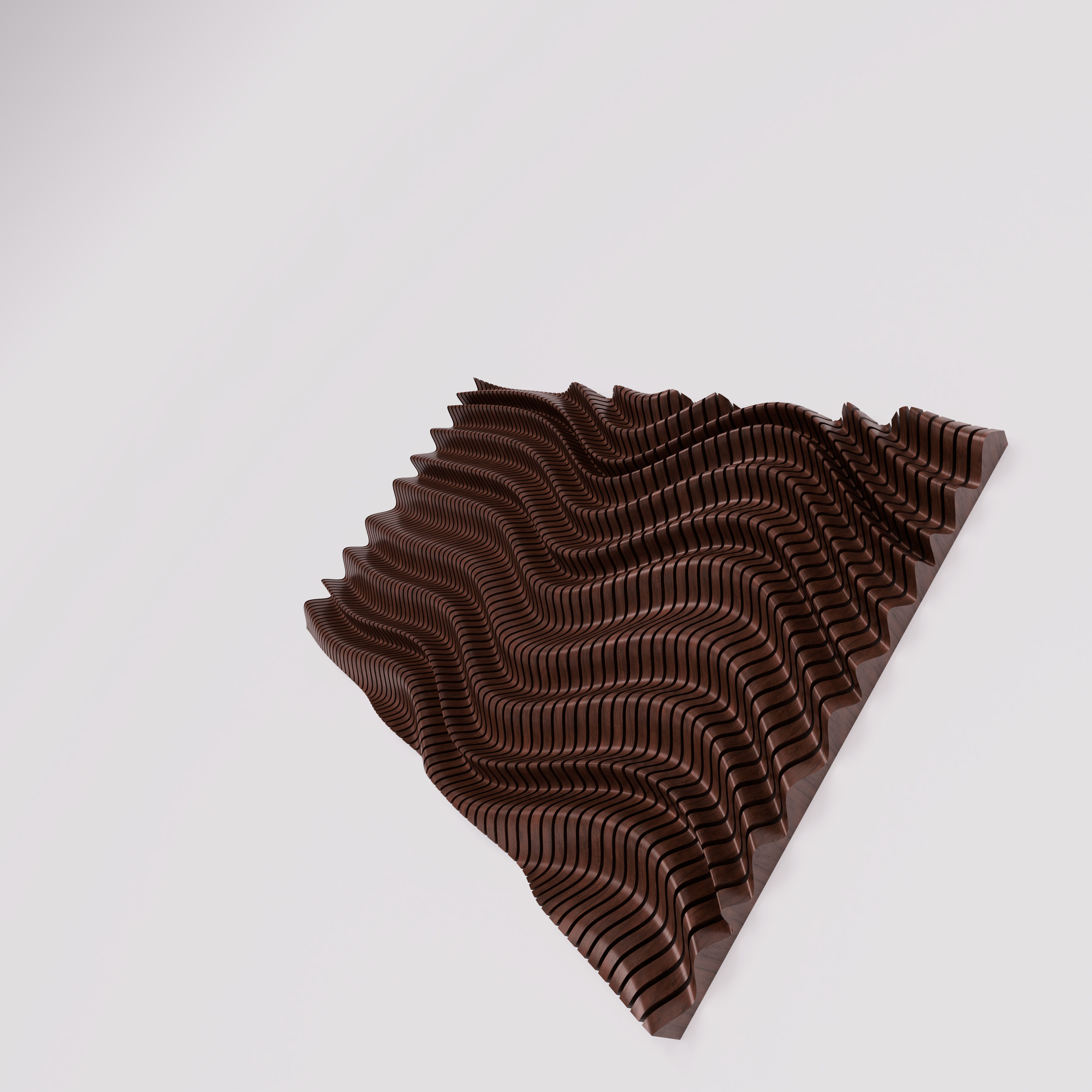 Wall Facade wave parametric facade wood panel size 18ft by 11ft 3D print model_2