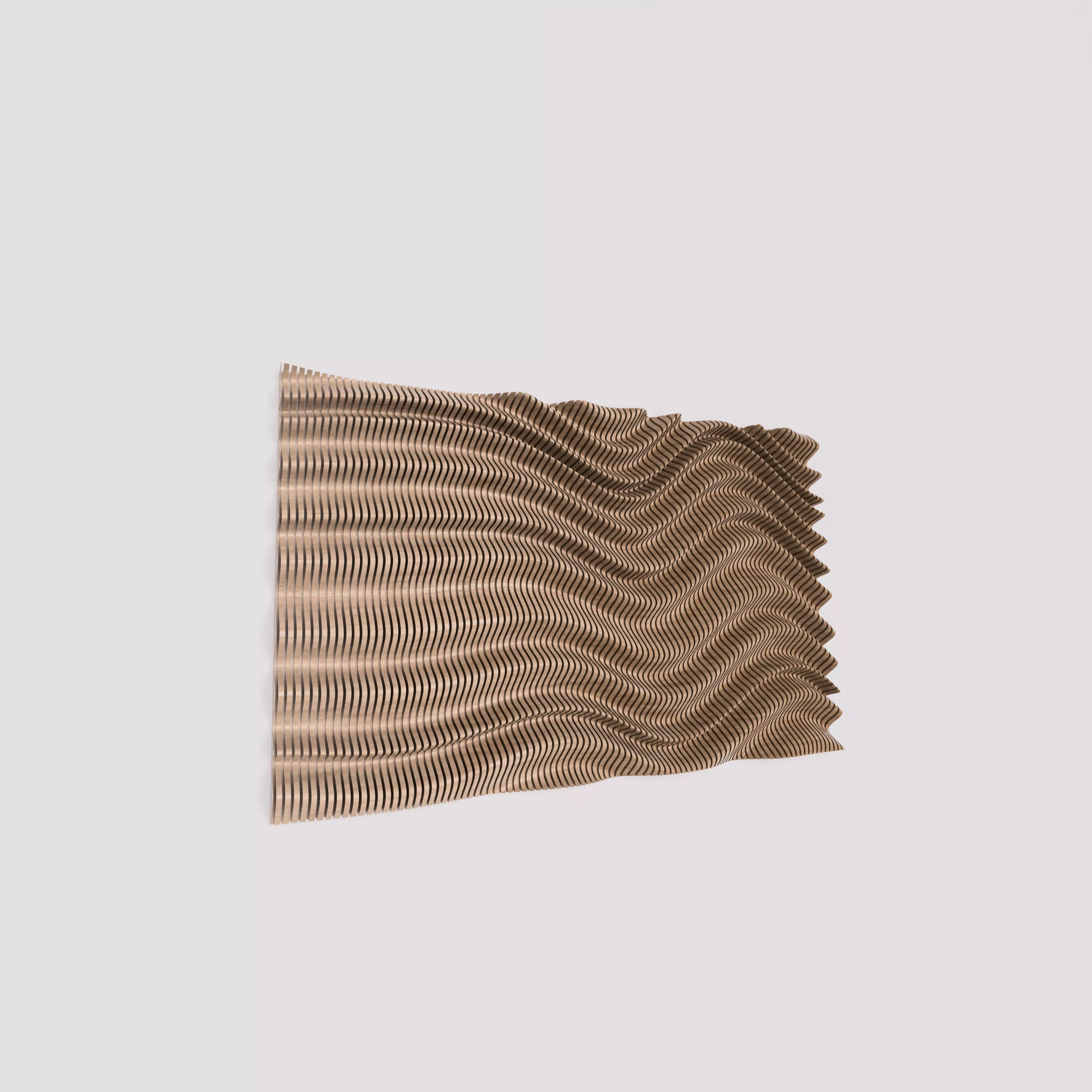Wall Facade wave parametric facade wood panel size 18ft by 11ft 3D print model_0