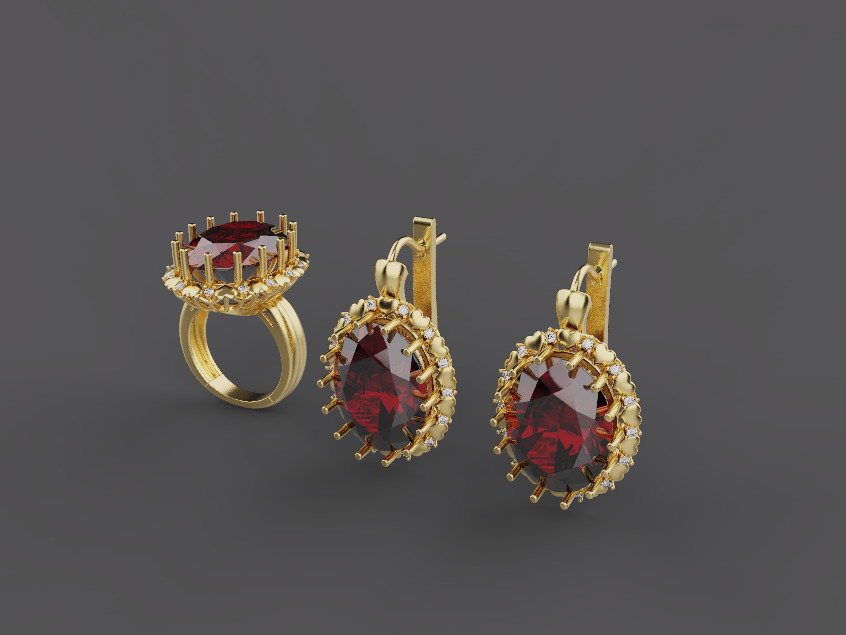 Ring and Earrings set 51861 3D print model_4