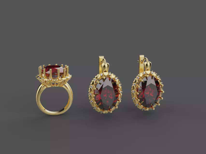 Ring and Earrings set 51861 3D print model_0