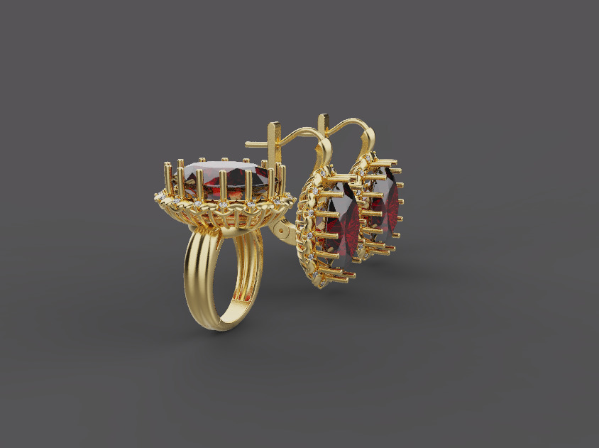 Ring and Earrings set 51861 3D print model_1