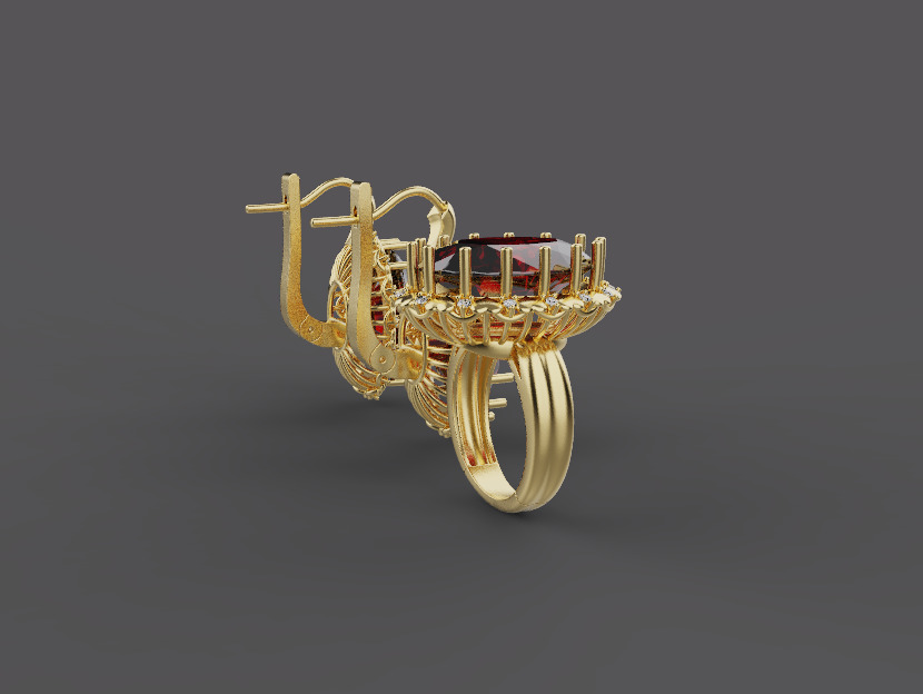 Ring and Earrings set 51861 3D print model_2