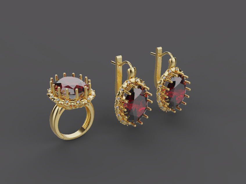 Ring and Earrings set 51861 3D print model_5