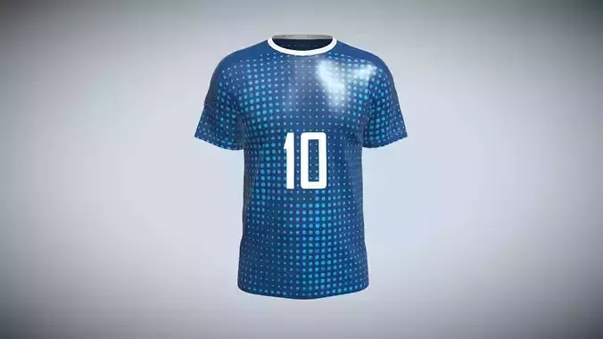 Soccer Blue Jersey Player-10 In  Low Poly