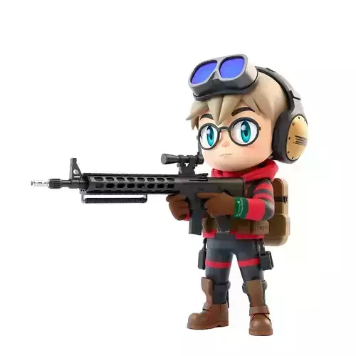 airsoft airsoft 3D rendering of a cartoon character 3D print model