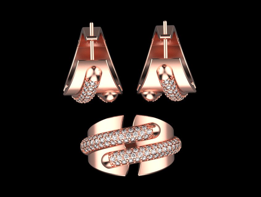 Ring and Earrings set 15143 3D print model_3