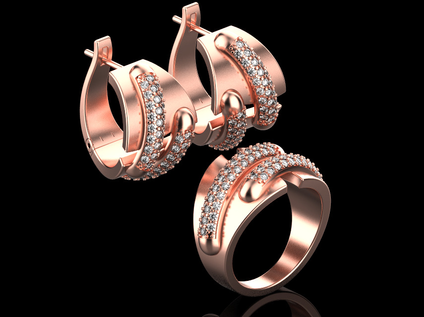 Ring and Earrings set 15143 3D print model_2