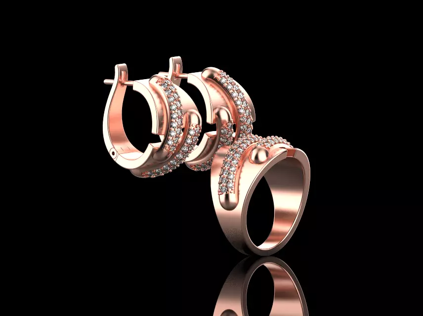 Ring and Earrings set 15143 3D print model_0