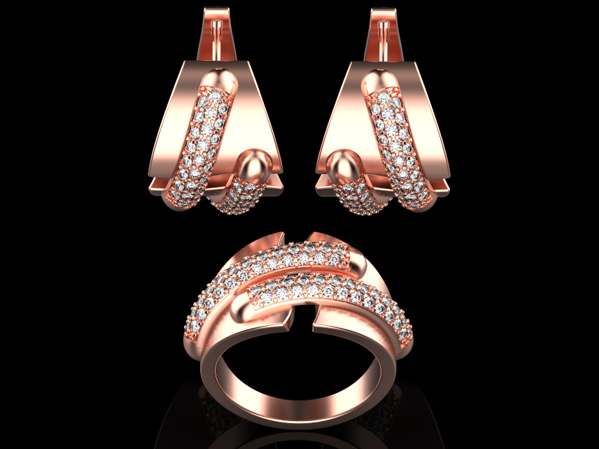 Ring and Earrings set 15143 3D print model_1