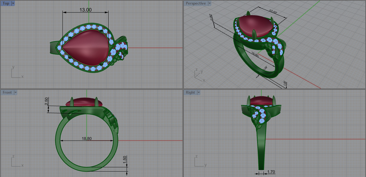 Ring and Earrings set 30223 3D print model_11