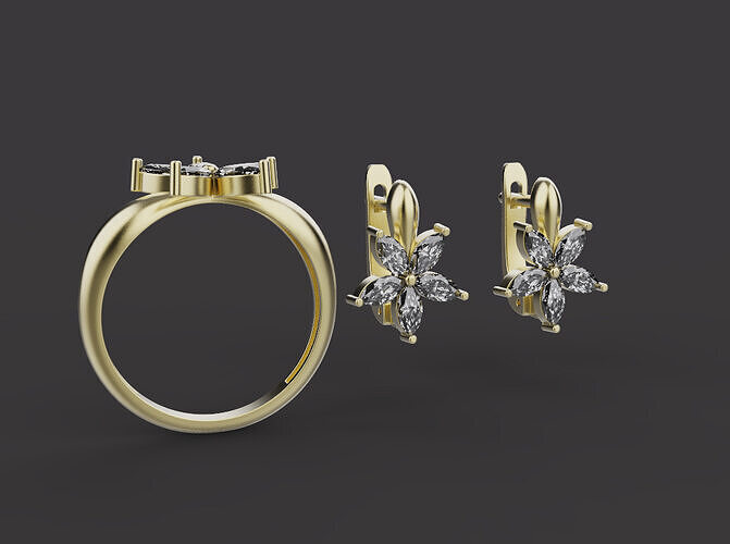 Ring and Earrings set 54327 3D print model
