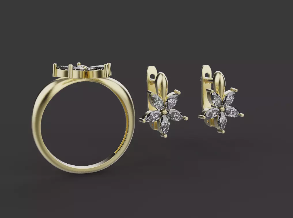 Ring and Earrings set 54327 3D print model_0