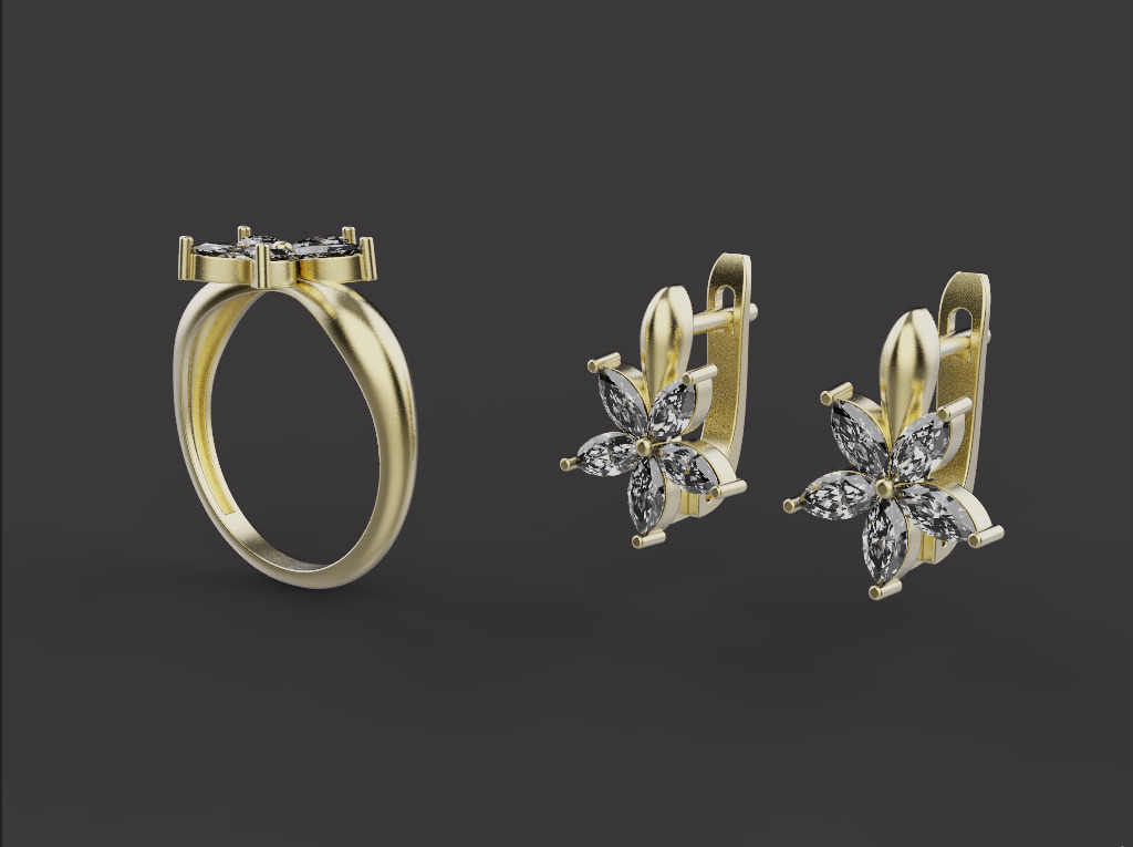 Ring and Earrings set 54327 3D print model_1