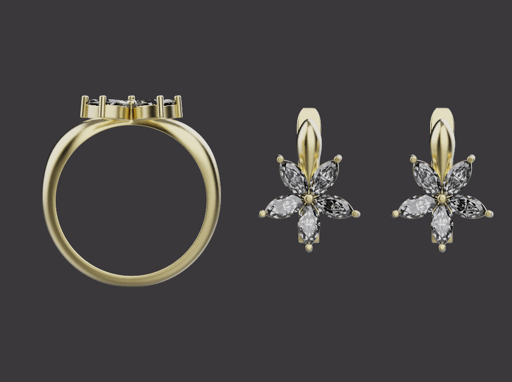 Ring and Earrings set 54327 3D print model_2