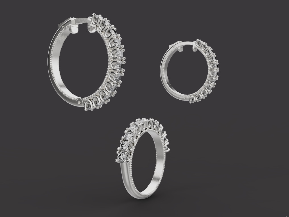 Ring and Earrings 15273 3D print model_2