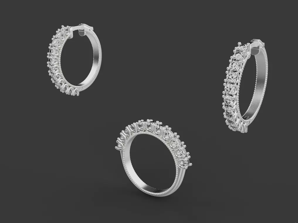 Ring and Earrings 15273 3D print model_0
