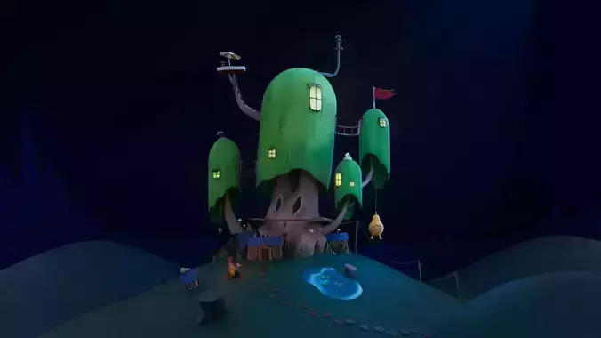Treehouse Stylized 3D Model Inspired by Adventure Time