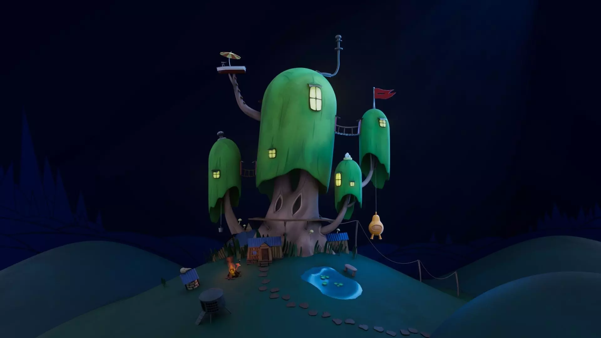 Treehouse Stylized 3D Model Inspired by Adventure Time 3D model