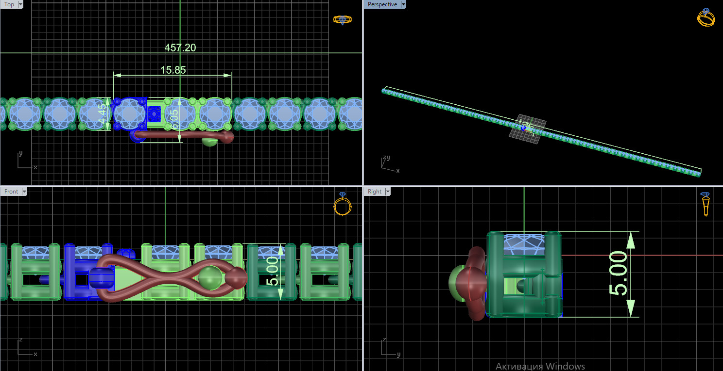 Necklace Studs and Bracelet set 15337 3D print model_13