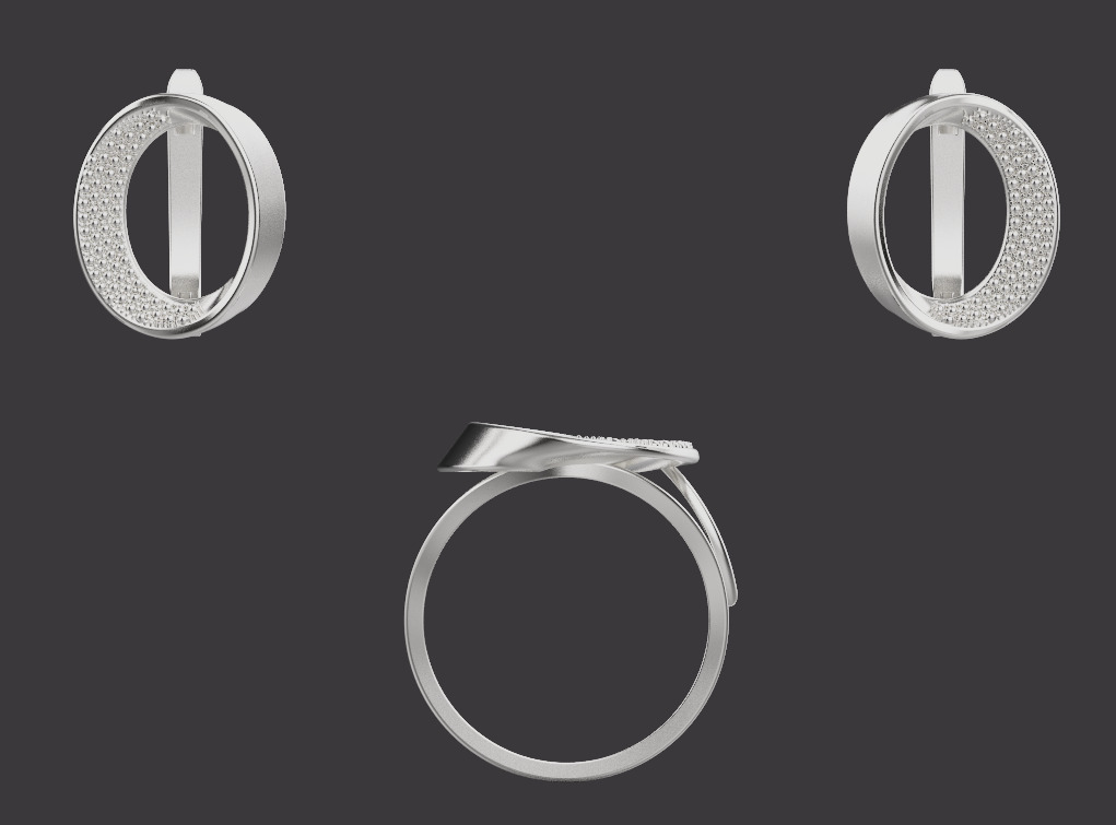 Rings and Earrings set 67223 3D print model_1