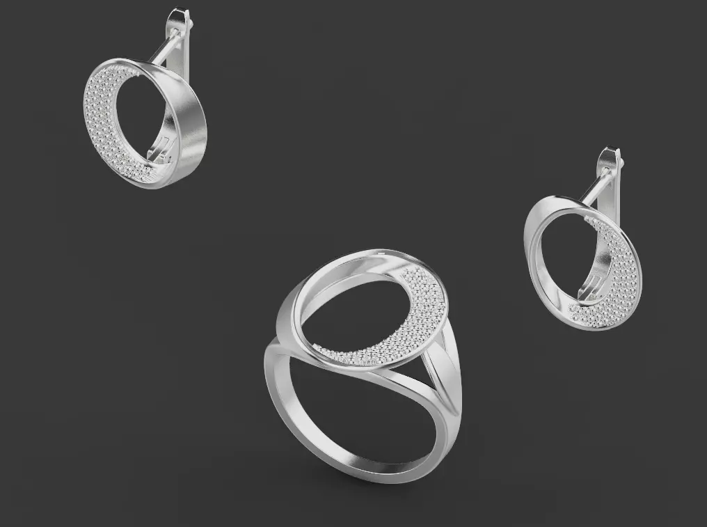 Rings and Earrings set 67223 3D print model_0