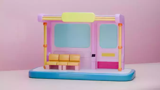 Low Poly Game-Ready Bus Stand Prop Low-poly 3D model