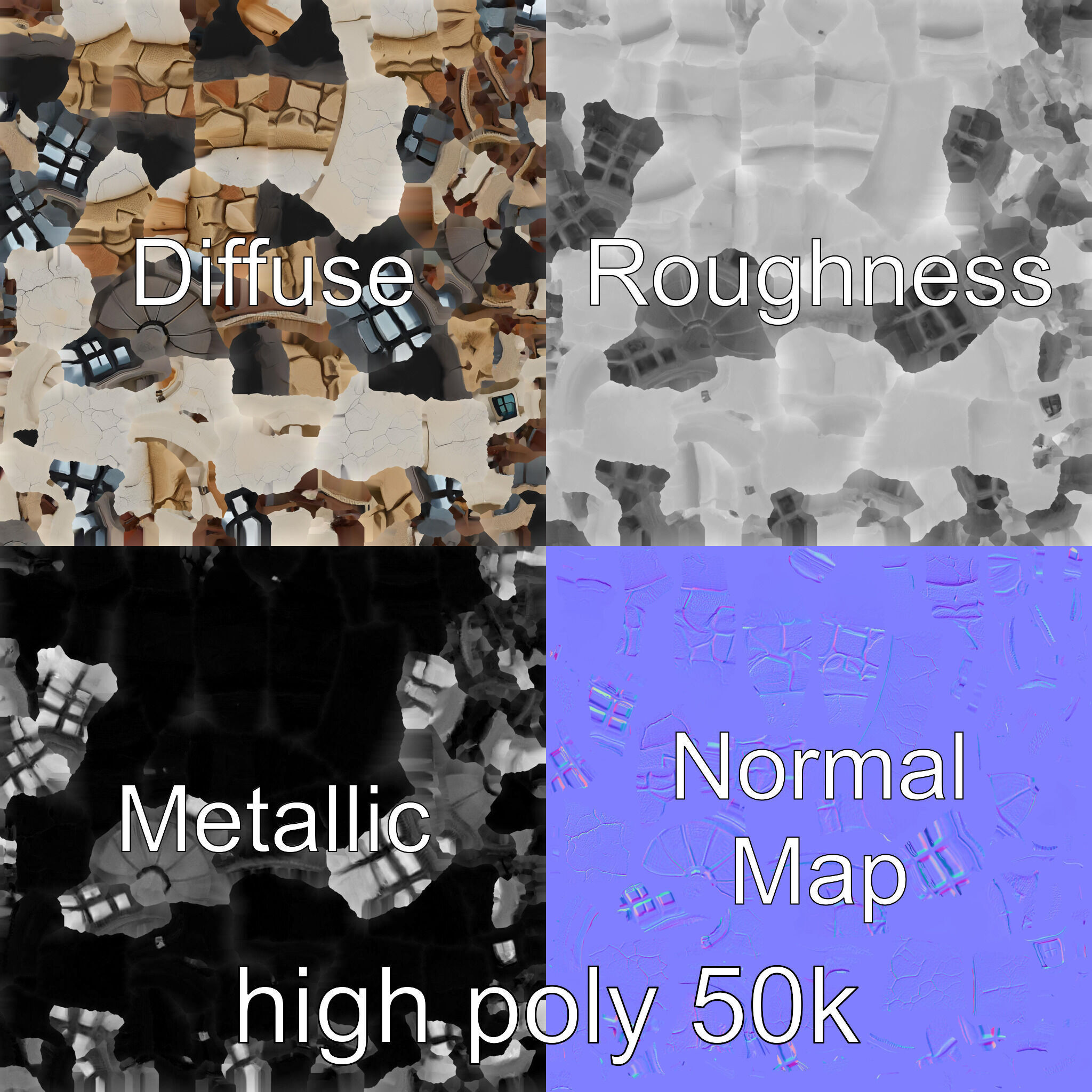 Cracked Lighthouse Architectural Detail model pack Low-poly 3D model_1