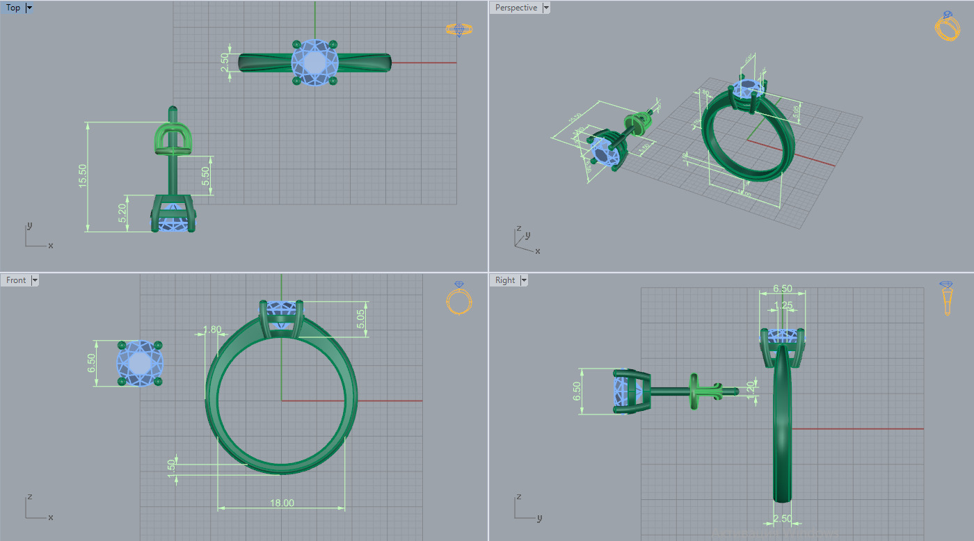 Ring and Studs set 53348 3D print model_4