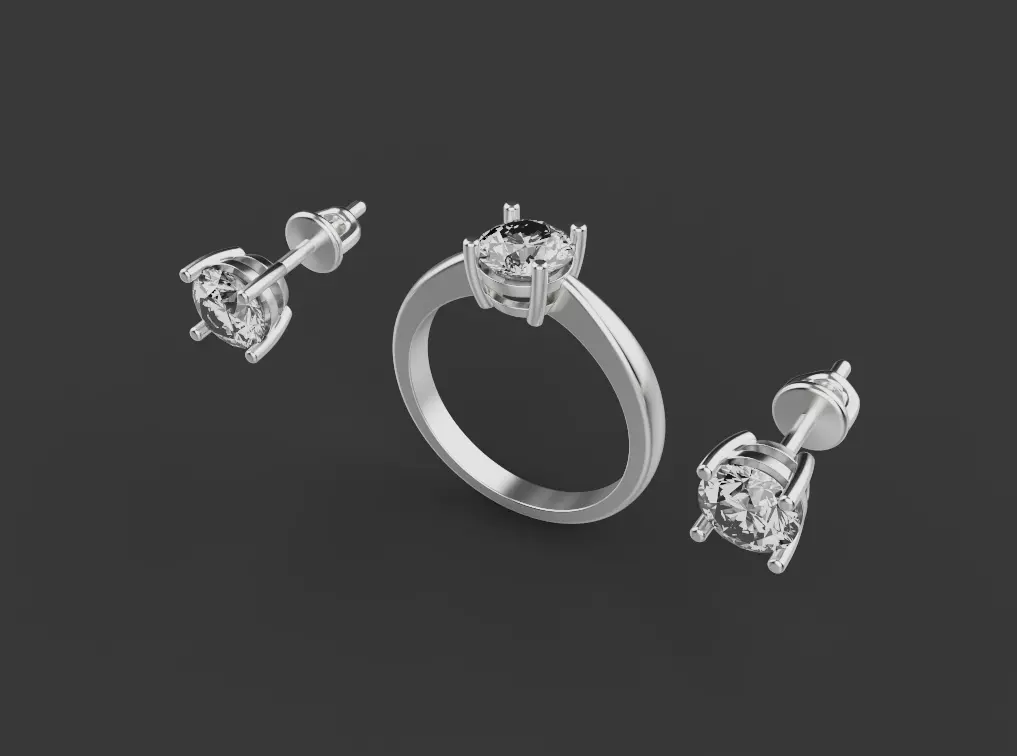 Ring and Studs set 53348 3D print model_0