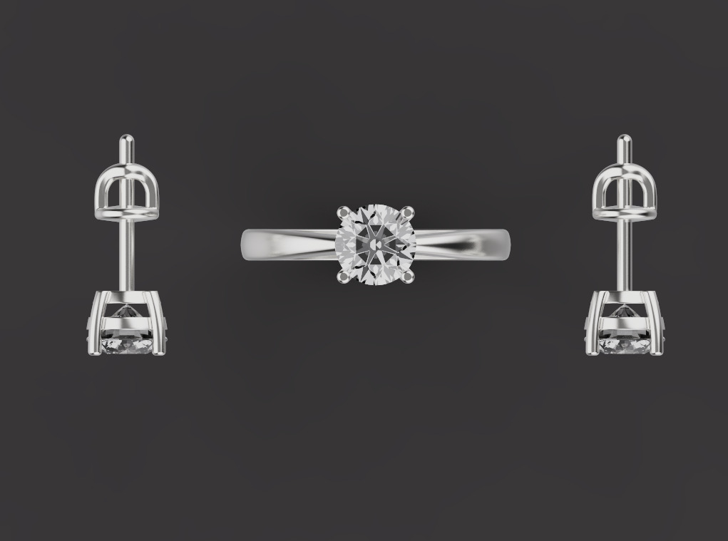 Ring and Studs set 53348 3D print model_1