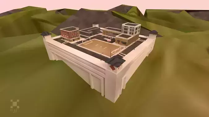 Generic Low Poly Battle Royale Scene - City Low-poly 3D model
