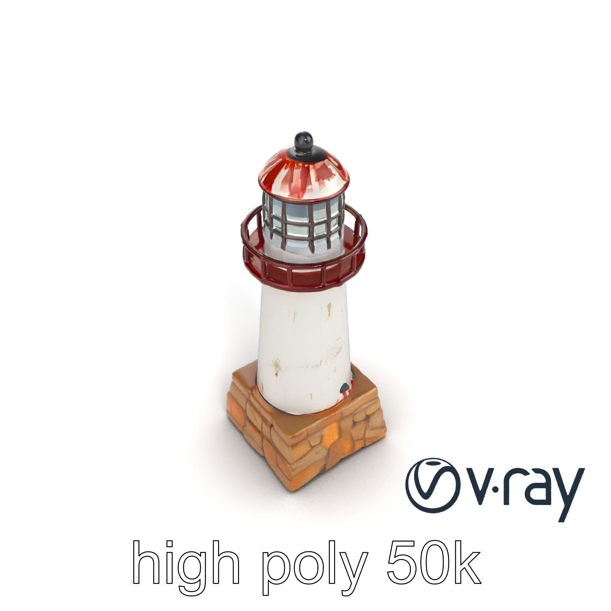 Chipped Lighthouse Sculpture model pack Low-poly 3D model_20