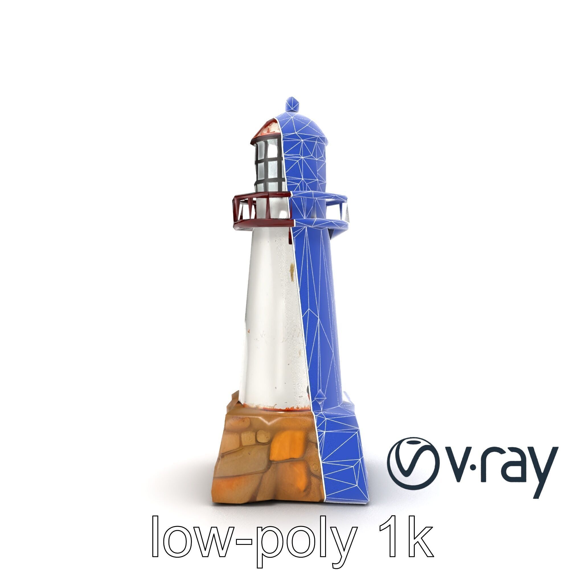 Chipped Lighthouse Sculpture model pack Low-poly 3D model_22