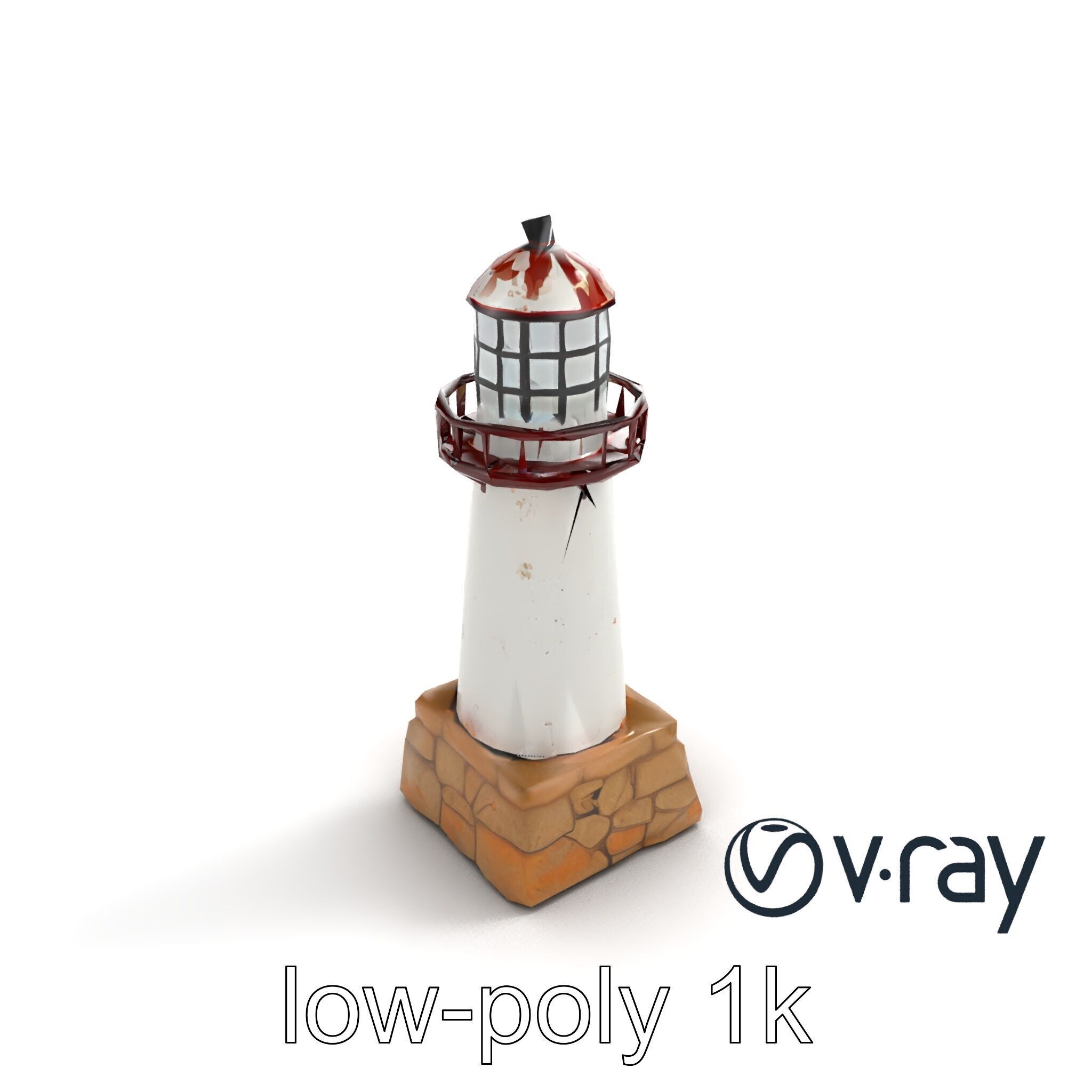 Chipped Lighthouse Sculpture model pack Low-poly 3D model_5
