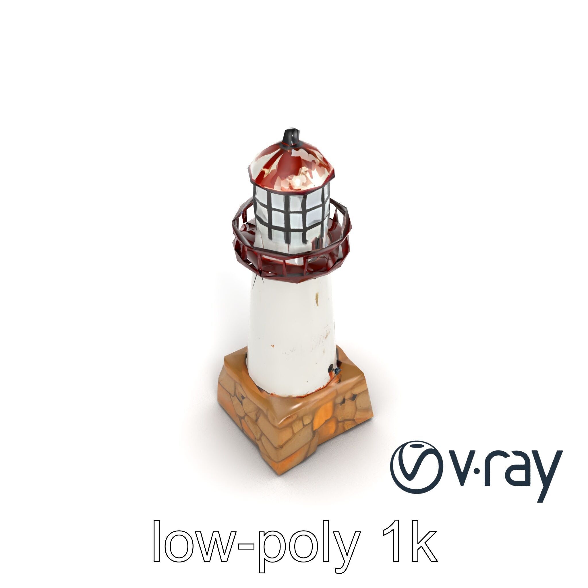Chipped Lighthouse Sculpture model pack Low-poly 3D model_8