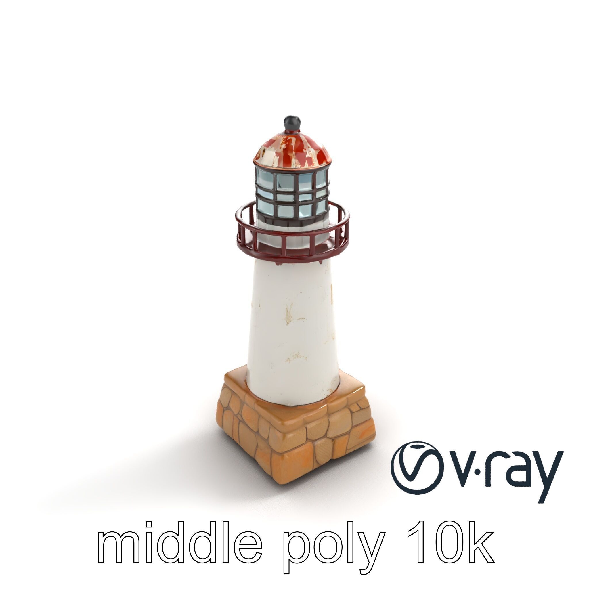 Chipped Lighthouse Sculpture model pack Low-poly 3D model_7
