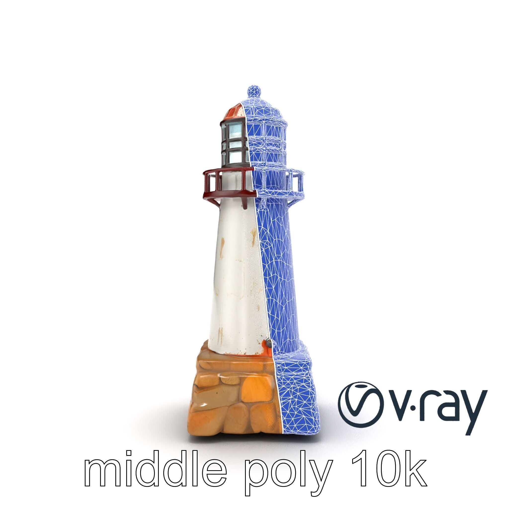 Chipped Lighthouse Sculpture model pack Low-poly 3D model_29
